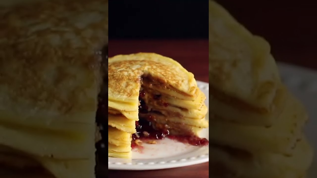 The BEST Peanut Butter & Jelly Pancakes EVER #shorts | Tastemade