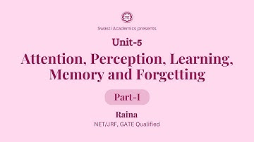 Unit 5 | Part-1 | Attention Perception Learning Memory and Forgetting | UGC-NET/JRF Paper-1