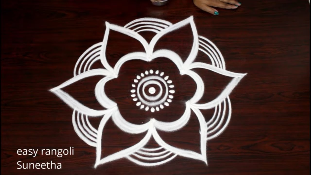 Latest 3 dots rangoli muggulu by easy rangoli Suneetha || Simple kolam ...