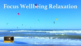 Kite-surfers with relaxing music & soothing wave sounds - 2hrs screensaver for relax, focus, chill screenshot 4
