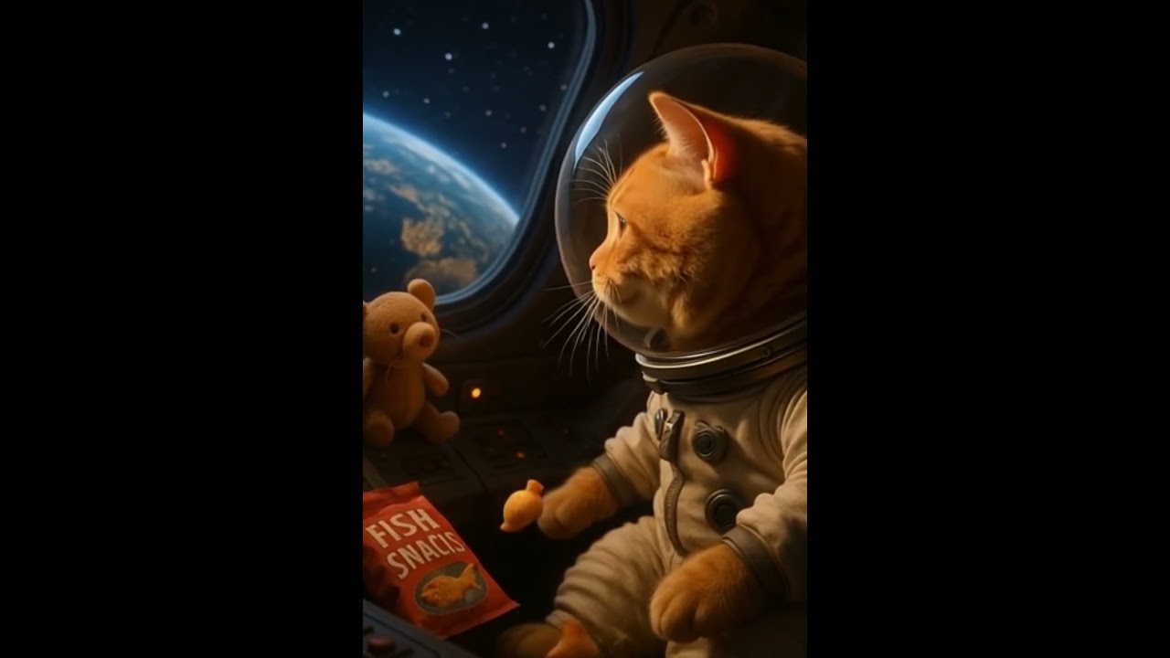 Orange Cat Builds Cafe on the Moon!  Very crazy 