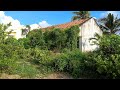 Cleaning up overgrown grass changing the appearance of a house abandoned for many years