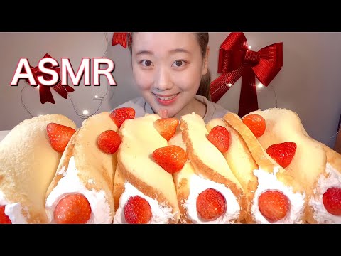 ASMR まるごと苺 Strawberry Omelet 딸기 오믈렛【咀嚼音/大食い/Mukbang/Eating Sounds】