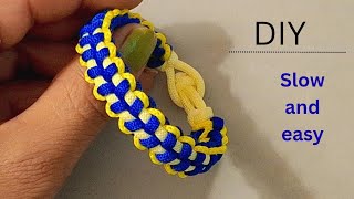 😮 Easy and Stylish Two Colour Macrame Bracelet 💛💙| Knotwithpriyanshi554 