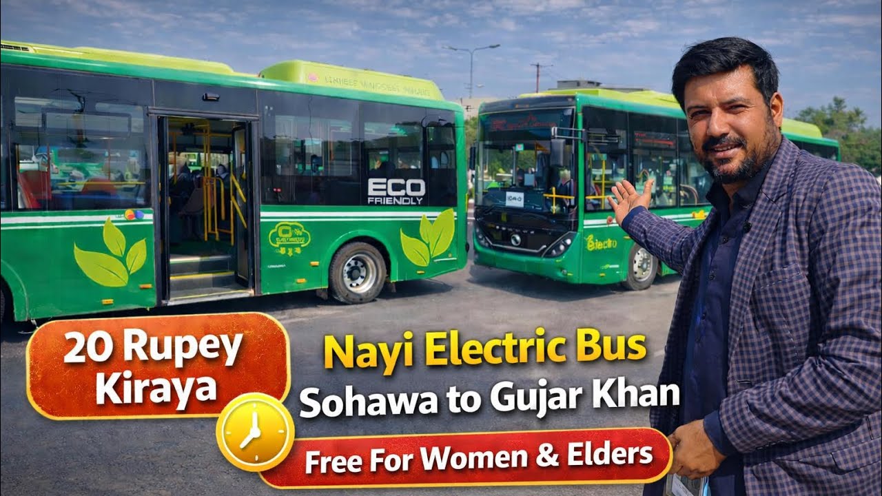Sohawa Se Gujar Khan Green Electric Bus | 20 Rs Ticket | Free For Women & Senior Citizens