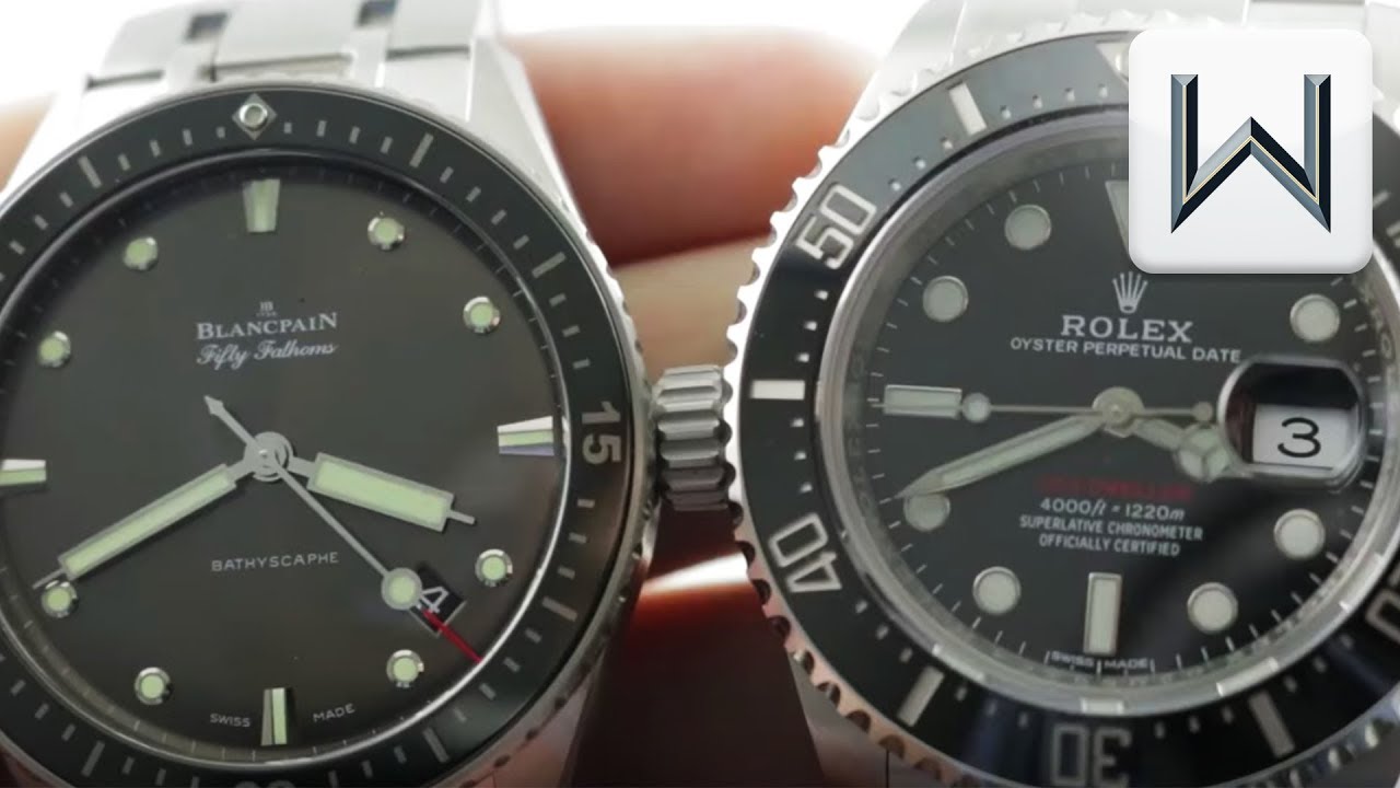 blancpain fifty fathoms bathyscaphe vs rolex submariner