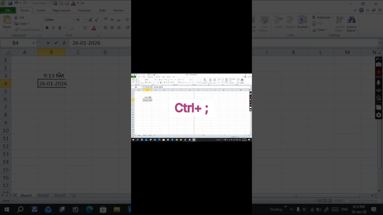 how to insert date and time in ms excel with short key ll computer short video 