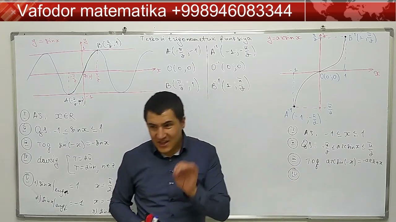 62-dars, Trigonometriya, Teskari trigonometrik funksiya