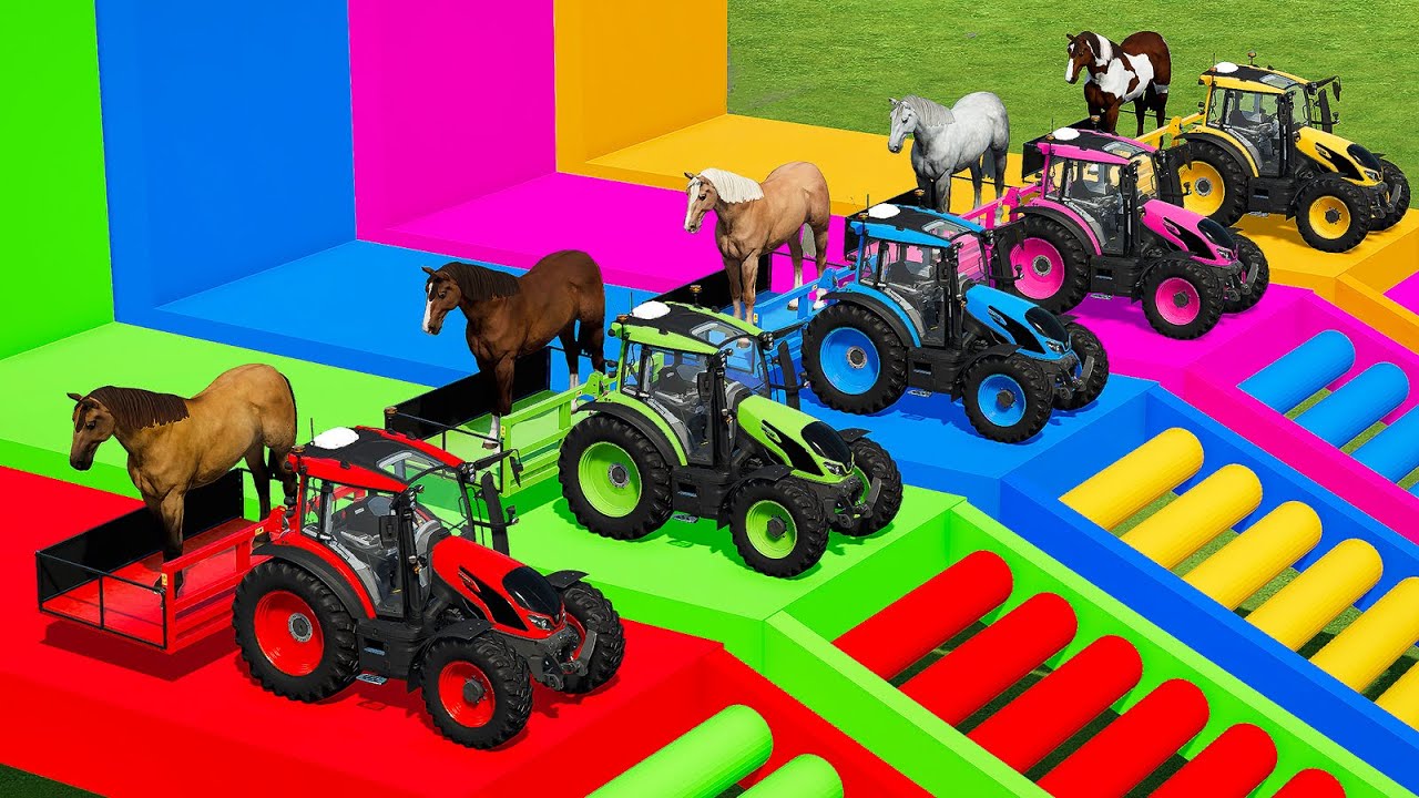 ⁣Farming Simulator 22 - The best way to transport horses with tractors and man trucks!