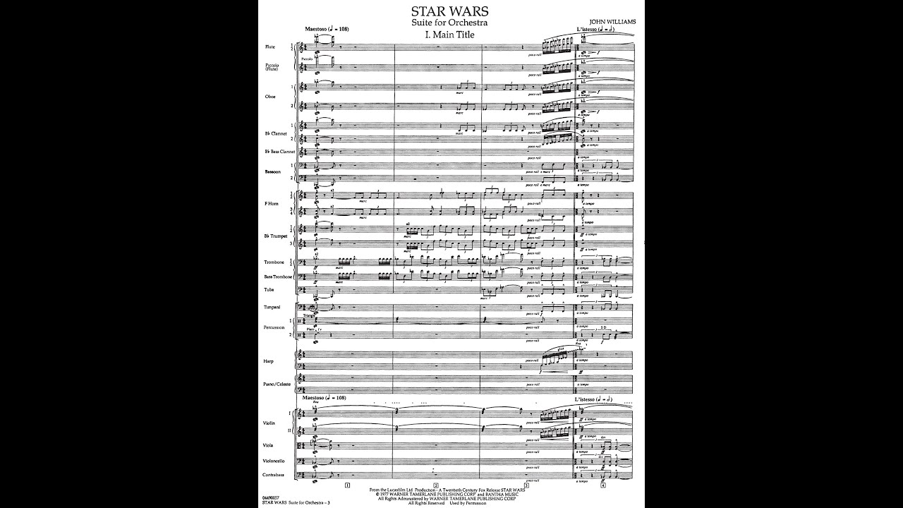 John Williams - STAR WARS, Suite for Orchestra, I. Main Title ( Sheet Music)