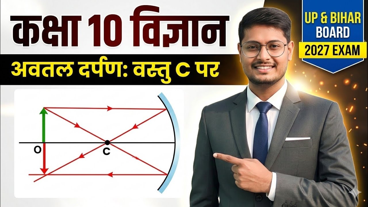 Class 10 Science: अवतल दर्पण द्वारा प्रतिबिंब का बनना (जब वस्तु C पर हो) | UP Board Exam 2027 |Bihar