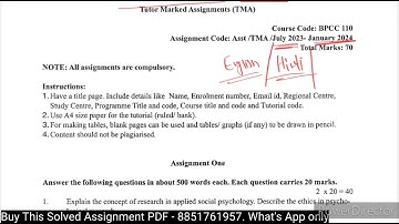 BPCC 110 Solved Assignment 2023-24 | BPCC 110 Solved Assignment 2023-24 in English| BPCC 110 IGNOU