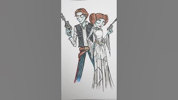 Drawing #HanSolo & #PrincessLeia in a #TimBurton style! #drawing #art #starwars #artist #nightmare