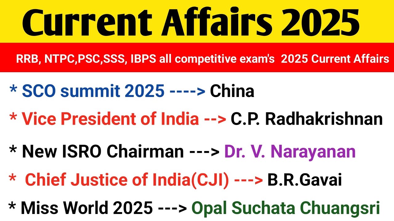 Current Affair 2025 || Important Current Affairs || Competitive exam ...
