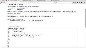 PracticeIt LinkedLists isSorted