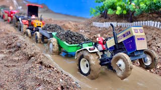 Swaraj 744 FE Tractor Stuck in mud pulling by Hmt 5911 | Mahindra 575 Di | 4WD Tractor | Trolly JCB