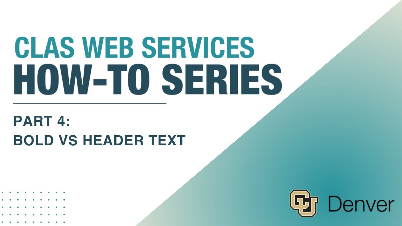 Web Services How-tos: Bold vs Header Text - YouTube