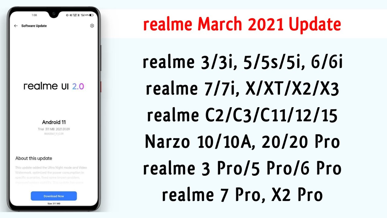 realme March 2021 Update | realme 6, 6 Pro, 7, 7 Pro, X2, X2 Pro, X3, C3, Narzo 10, Narzo 10A Update