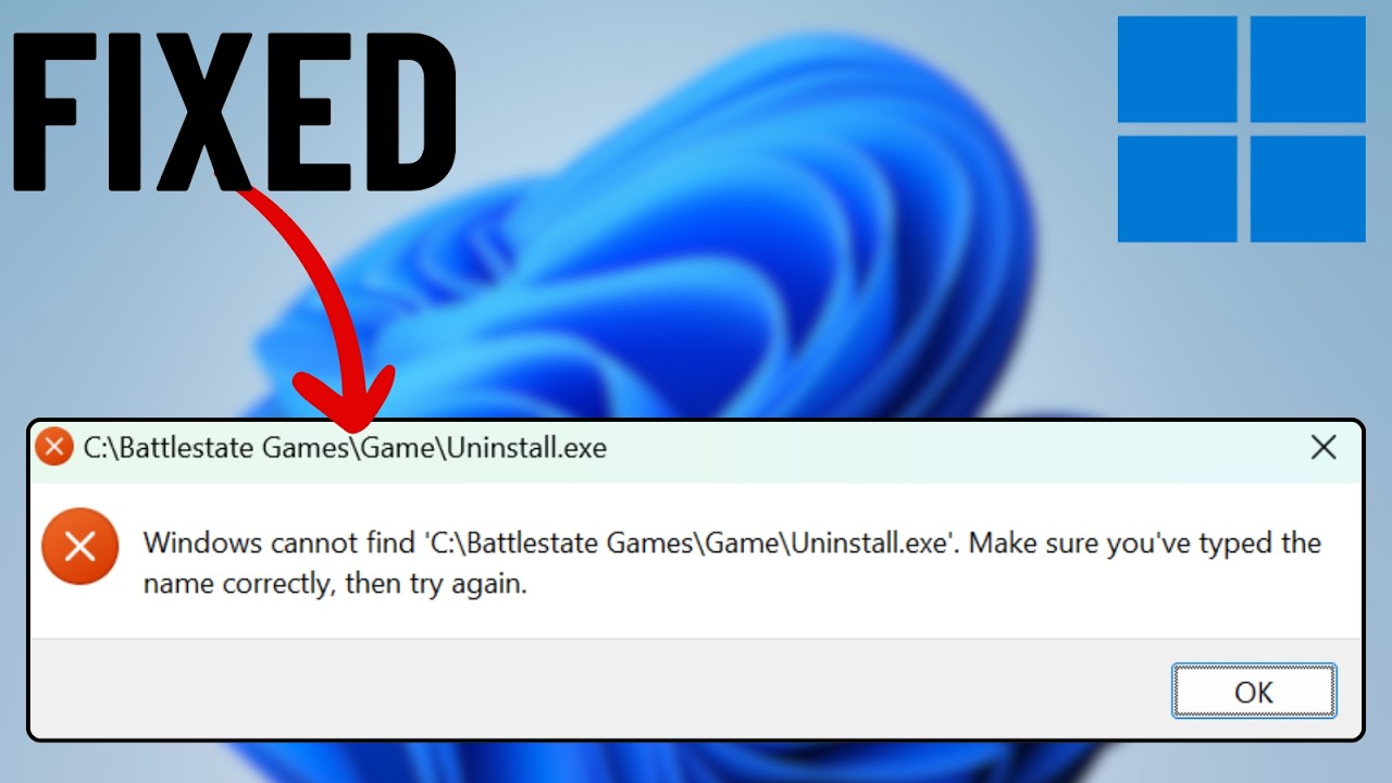 Исправление ошибки «Windows не может найти файл Uninstall.exe» (за 2 минуты)