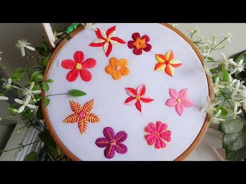 10 easy flower embroidery in one video, exclusive hand embroidery flowers
