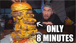 ONLY 8 MINUTES TO BEAT THIS XL CHEESE BURGER CHALLENGE AND EAT FREE | Joel Hansen