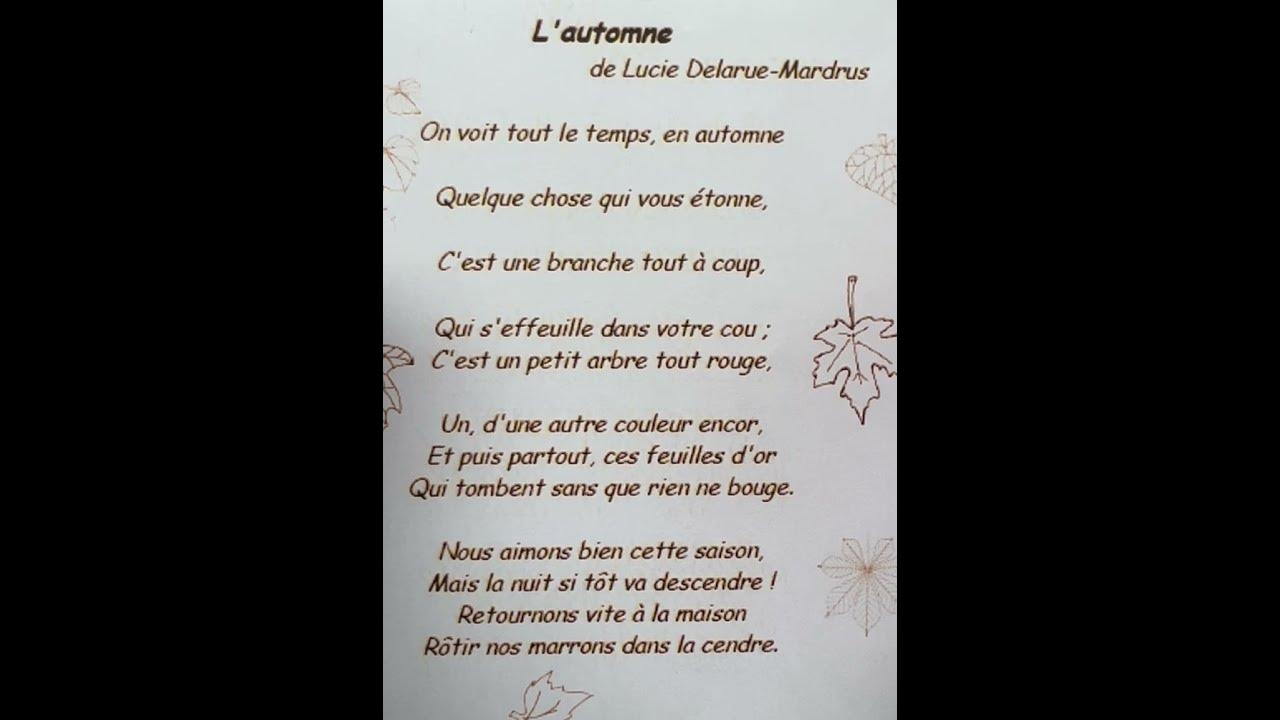 Poésie L'automne Lucie Delarue Mardrus L’automne poésie primaire de Lucie Delarue-Mardrus - YouTube