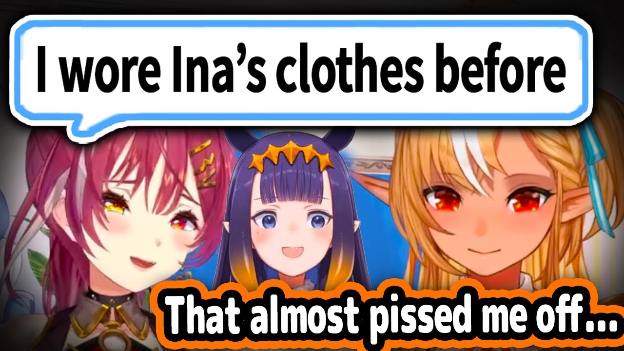 Marine Brags About Wearing Ina's Clothes In Front Of Flare And Her Response Is Hilarious【Hololive】