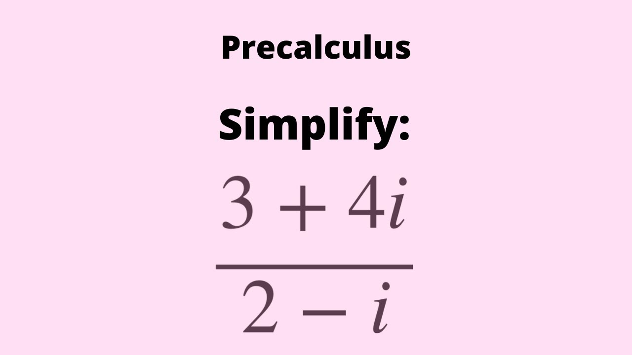 Precalculus Complex Numbers Conjugate Worksheet