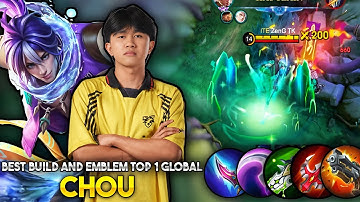 CHOU BEST BUILD AND EMBLEM 2025  | TOP 1 GLOBAL CHOU BUILD AND EMBLEM | BRUSKO CHOU BUILD AND EMBLEM