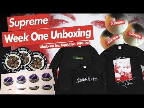 Supreme FW18 Week 1 Unboxing (Madonna Tee, Liquid Tee, 1994 L/S Tee)