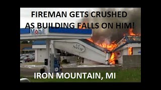 GAS STATION ON FIRE COLLAPSES ON FIREMAN! | Jason Asselin