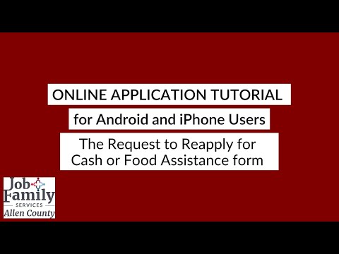 Online Application Tutorial The Request to Reapply for Cash or Food Assistance form