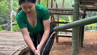 Building Bamboo Floor, Make Bamboo Water Pipes Supply Drinking Water--Girl & Bamboo House