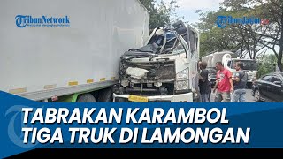 Tabrakan Beruntun 3 Truk, Sopir Tergencet Dan Patah Kaki