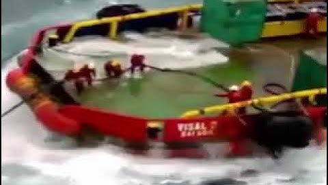 AHTS in rough sea - dangerous job at sea - offshore accident