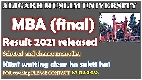 AMU MBA final result 2021 released II AMU MBA result 2021