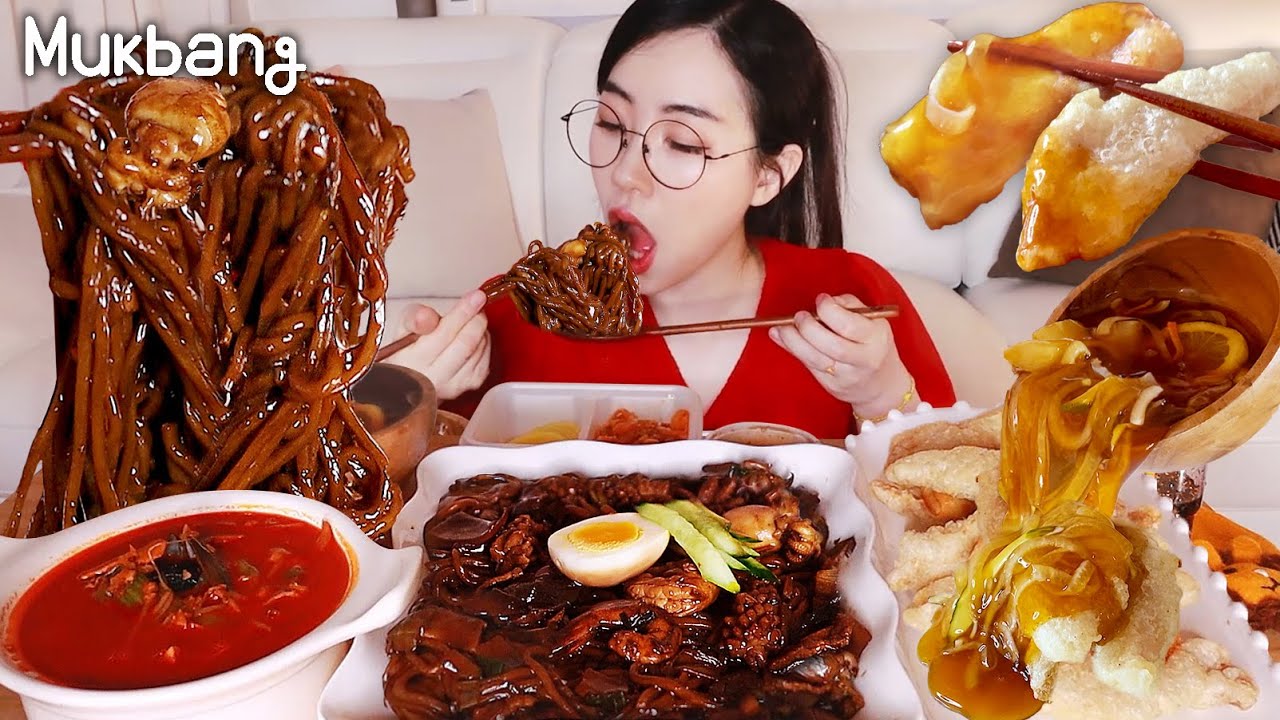 Dieters, don't watch it!The sound is crazy!!Black Bean Noodles