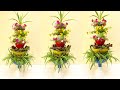 DIY Colorful Flower Tower Pots From Old Plastic Bottles | Tower Garden Idea