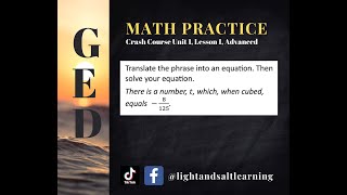 GED® Math Prep: Write and Solve One-Step (1.1, Adv, #27)