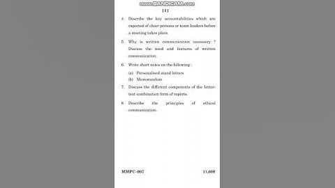 MMPC 007 question paper June 2023  #business #businesscommunication #shorts