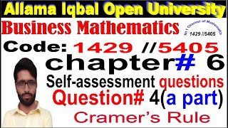 AIOU Business mathematics 1429 chapter 6// self-assessment question 4 (a part) complete solution Net Worth