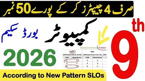 9th class computer Paper scheme 2026 | 9th class computer science original paper scheme 2026 Exam 