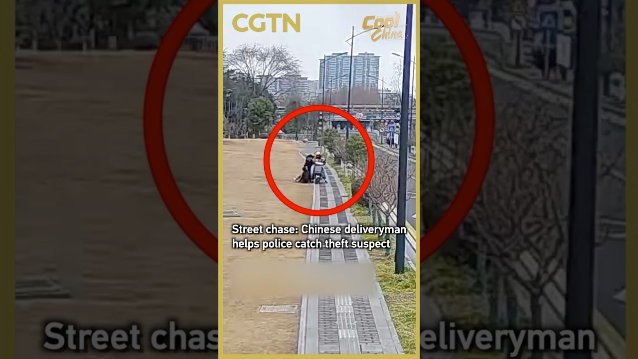 Street chase: Chinese deliveryman helps police catch suspected thief