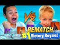 9 YEAR OLD KID VS LITTLE KID SQUEAKER 13,500 VBUCKS WAGER! REMATCH OF THE YEAR! FORTNITE BR HE RAGED