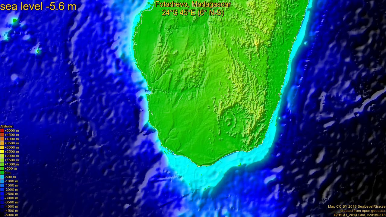 Fotadrevo, Madagascar, sea level rise -135 - 65 m - YouTube