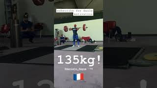 135Kg Clean And Jerk By Women Weightlifter Mariejo Fegue -76 Category At Europian Championship