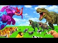 5 Mammoth Elephant vs dinosaurs 🦖Big Bull vs Giant lion Tiger wolf Fight Cow Saved by Woolly Mammoth