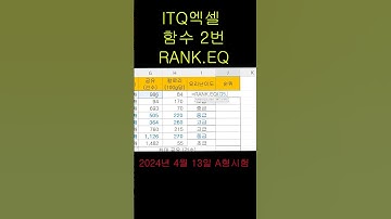 🌱 ITQ엑셀, 함수2번(RANK.EQ),2024년 4월 13일 A형 시험