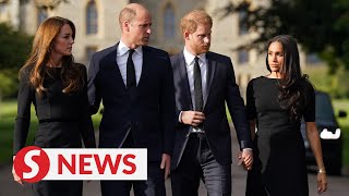 Meghan and Harry join William and Kate to meet mourners outside Windsor Castle