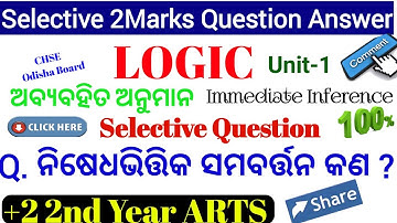 ନିଷେଧଭିତ୍ତିକ ସମବର୍ତ୍ତନ || +2 2nd Yr. Logic || ARTS || Selective Question